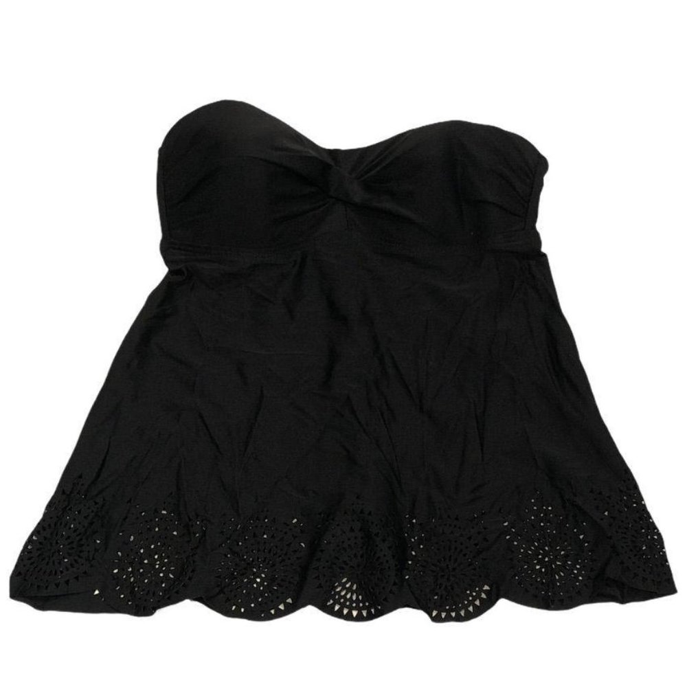 Merona Tankini Swim Top Cutout Hem Black Size Small